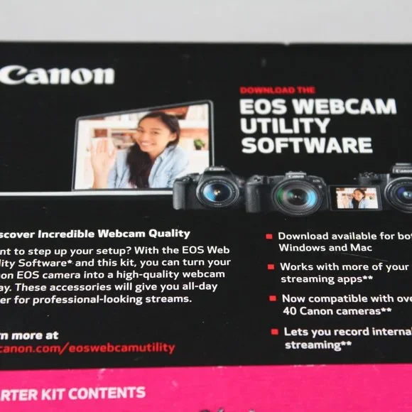 Canon EOS Webcam Accessories Starter Kit for EOS Rebel T7 T6 T5 T3 7875A011AB